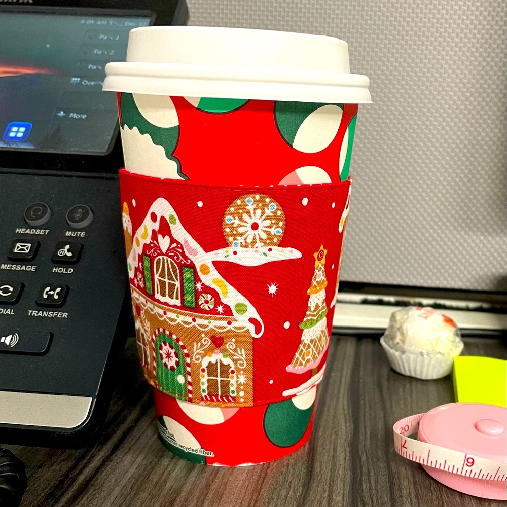 Christmas Coffee Cup Cozies - Reversible